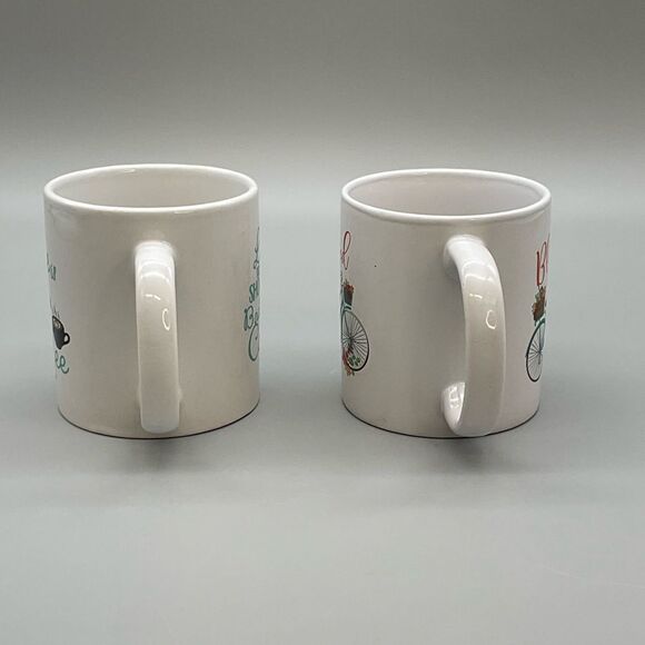 White Ceramic Coffee Mug Set with Inspirational Designs - Picture 2 of 8